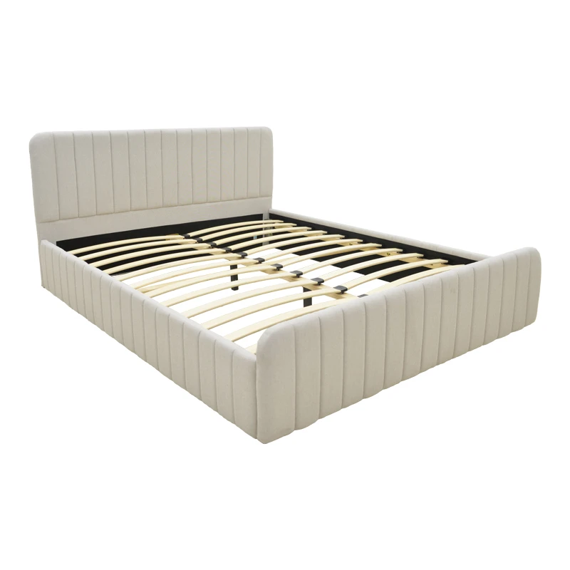 Double bed Myrelia pakoworld gray beige fabric 160x200cm