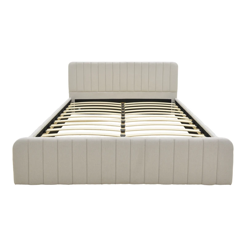 Double bed Myrelia pakoworld gray beige fabric 160x200cm