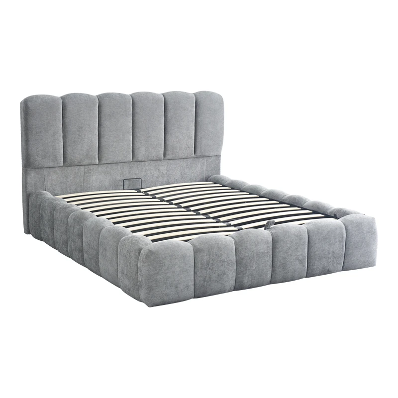 Double bed Narnia pakoworld with storage space grey fabric 160x200cm