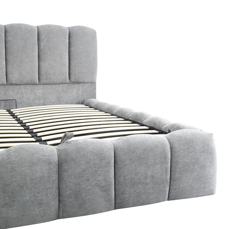 Double bed Narnia pakoworld with storage space grey fabric 160x200cm