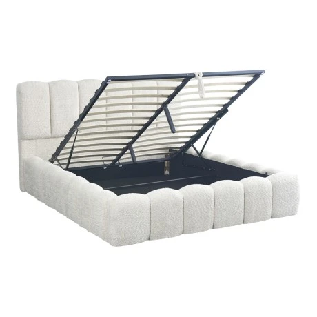 Double bed Narnia pakoworld with storage space cream boucle 160x200cm
