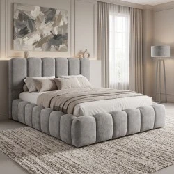 Double bed Narnia pakoworld with storage space grey fabric 160x200cm