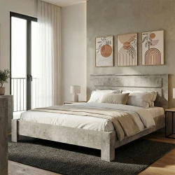 Κρεβάτι διπλό OLYMPUS pakoworld σε antique ανθρακί απόχρωση 160x200εκ