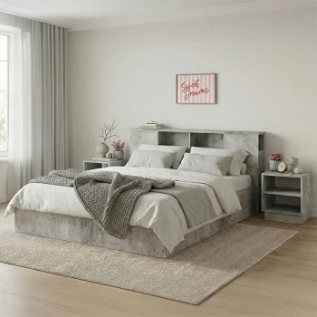 Κρεβάτι διπλό OLYMPUS pakoworld σε χρώμα antique ανθρακί 160x200εκ