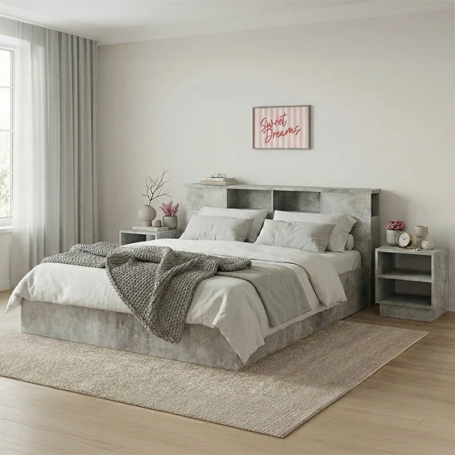 Double bed Olympus pakoworld in antique anthracite colour 160x200 cm