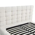 Double bed Pernant pakoworld with storage space ecru boucle fabric 160x200cm