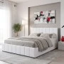 Double bed Rovio pakoworld gray beige fabric 150x200cm