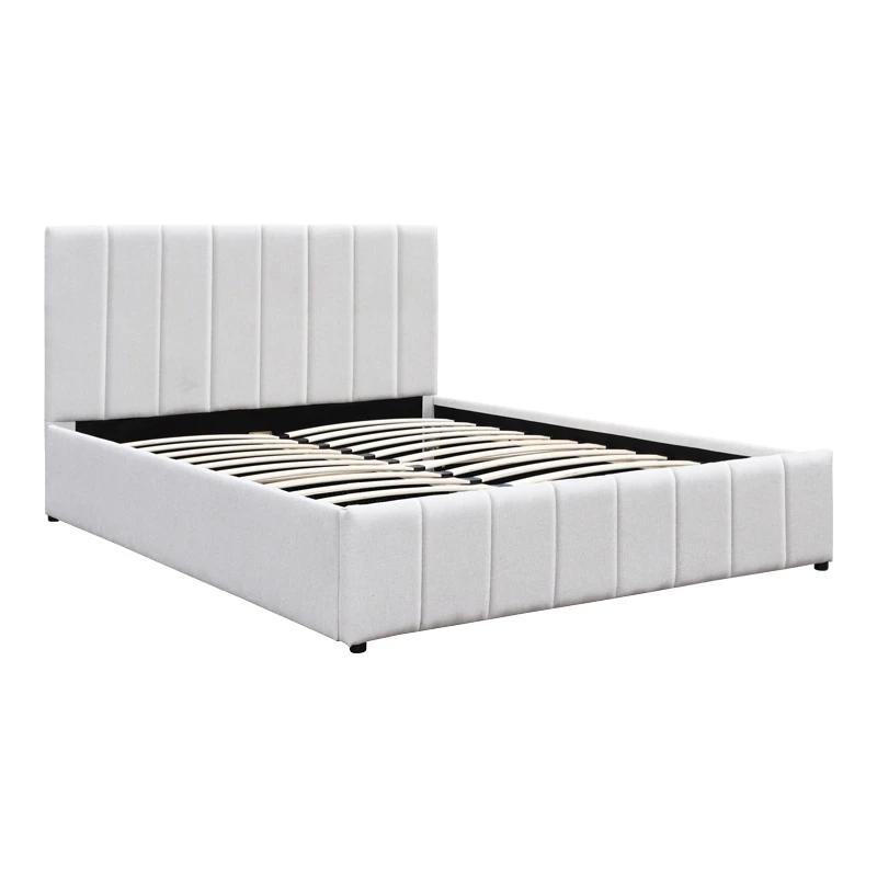 Double bed Rovio pakoworld gray beige fabric 150x200cm