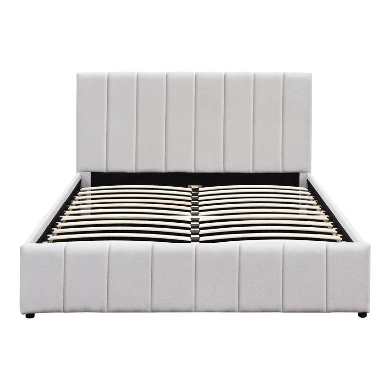 Double bed Rovio pakoworld gray beige fabric 150x200cm