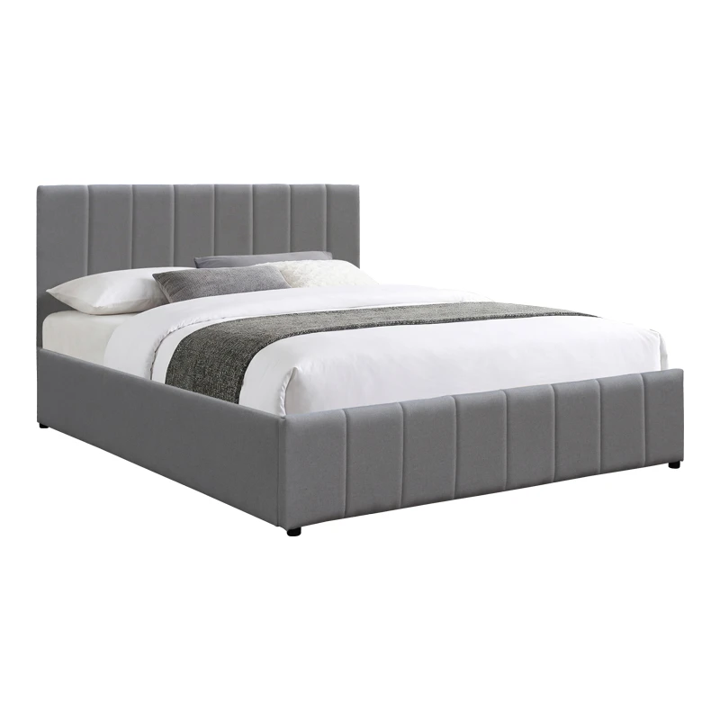 Double bed Rovio pakoworld grey fabric 150x200cm
