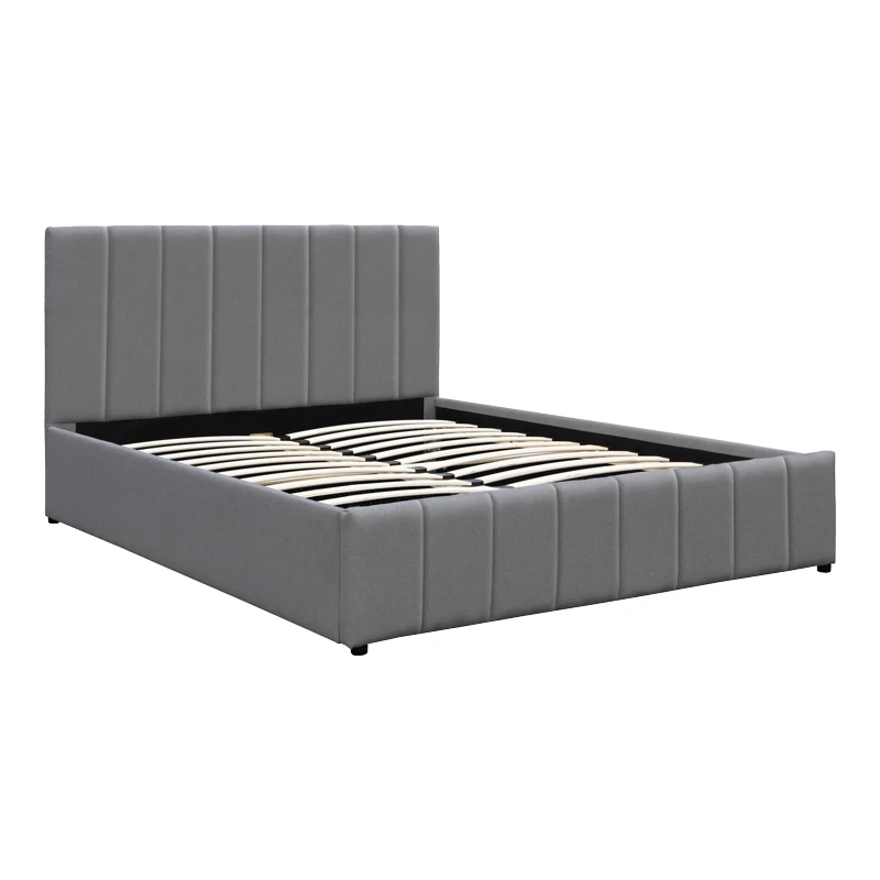 Double bed Rovio pakoworld grey fabric 150x200cm