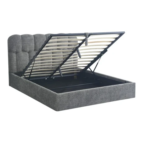 Double bed Sectra pakoworld with storage space grey boucle fabric 160x200cm