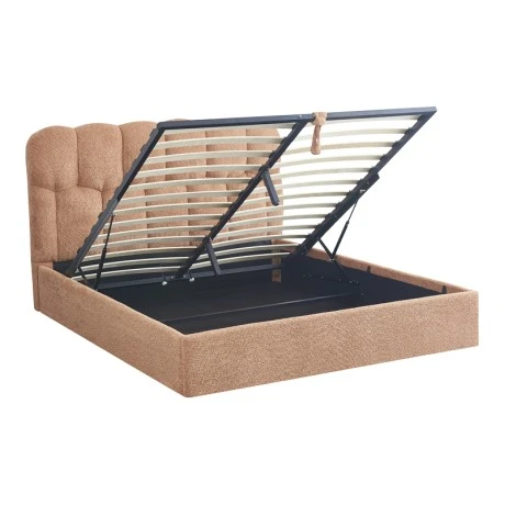 Double bed Sectra pakoworld with storage space terracotta boucle fabric 160x200cm