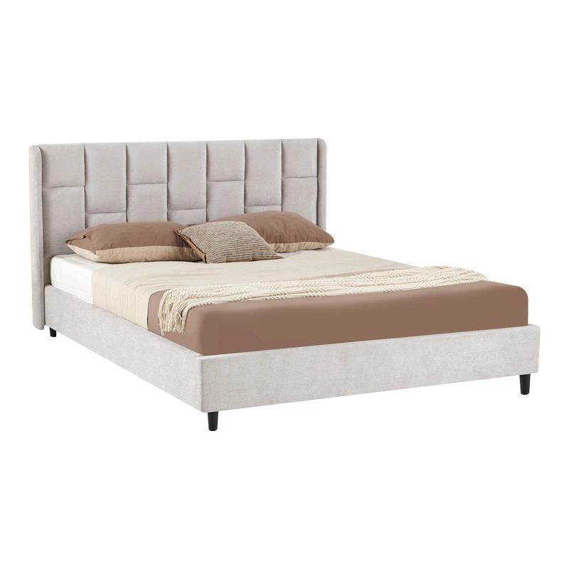 Double bed Sensa pakoworld light grey fabric 160x200cm