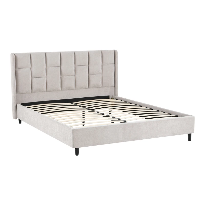 Double bed Sensa pakoworld light grey fabric 160x200cm
