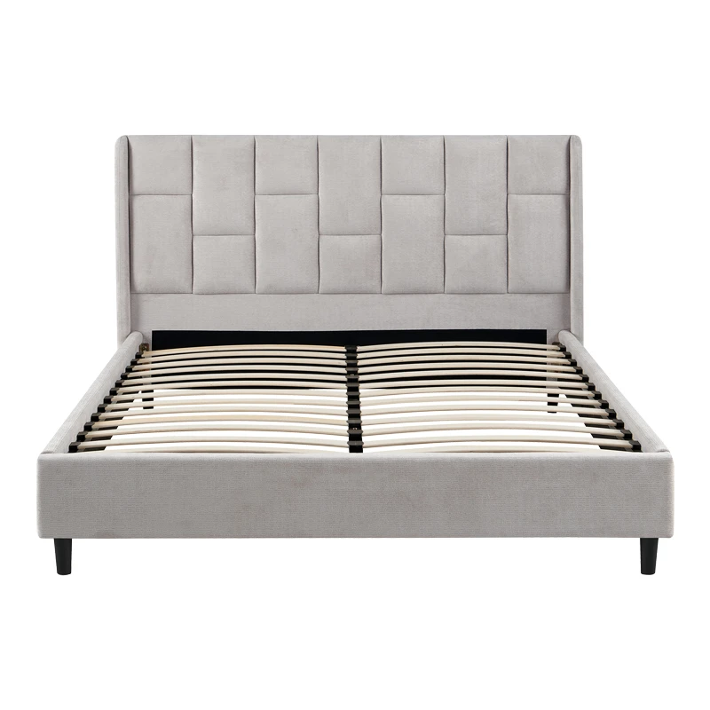 Double bed Sensa pakoworld light grey fabric 160x200cm