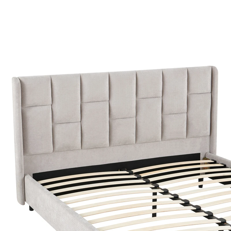 Double bed Sensa pakoworld light grey fabric 160x200cm