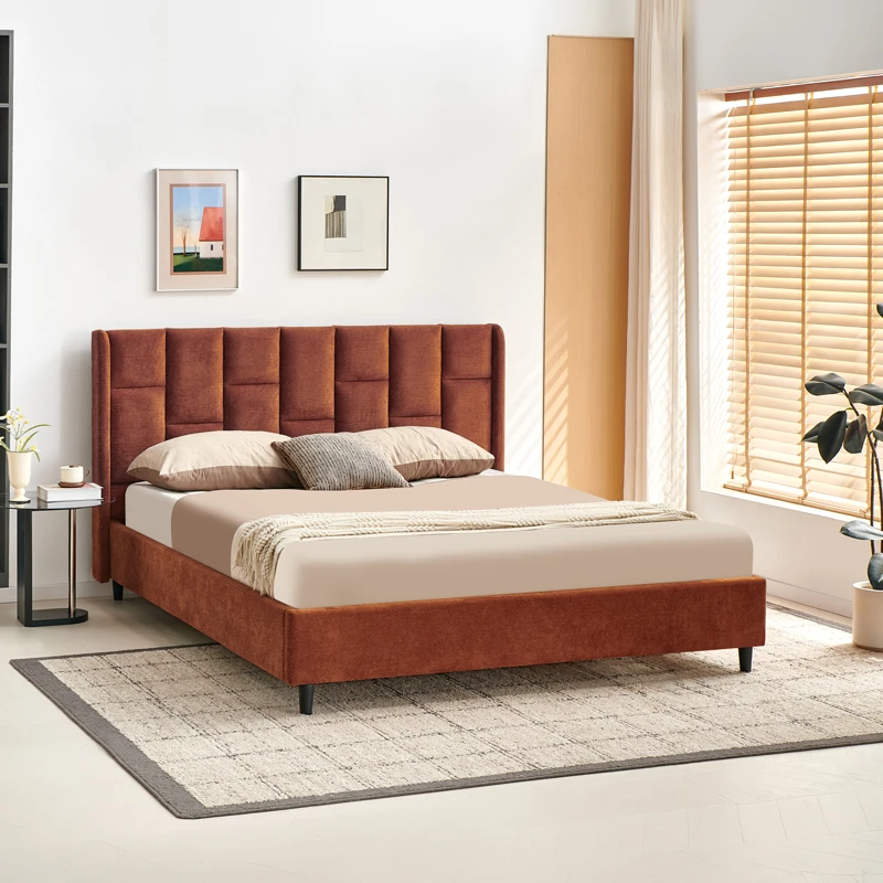 Double bed Sensa pakoworld tile red fabric 160x200cm