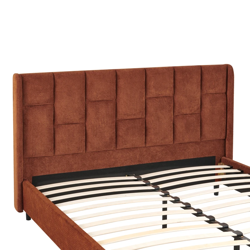 Double bed Sensa pakoworld tile red fabric 160x200cm