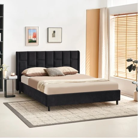 Double bed Sensa pakoworld black fabric 160x200cm