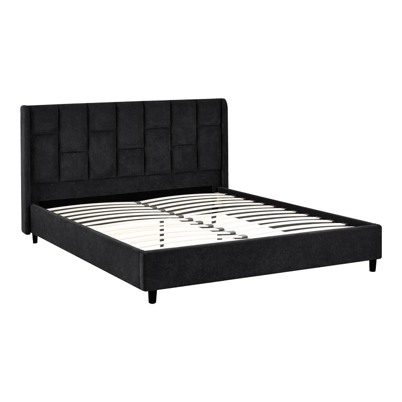 Double bed Sensa pakoworld black fabric 160x200cm