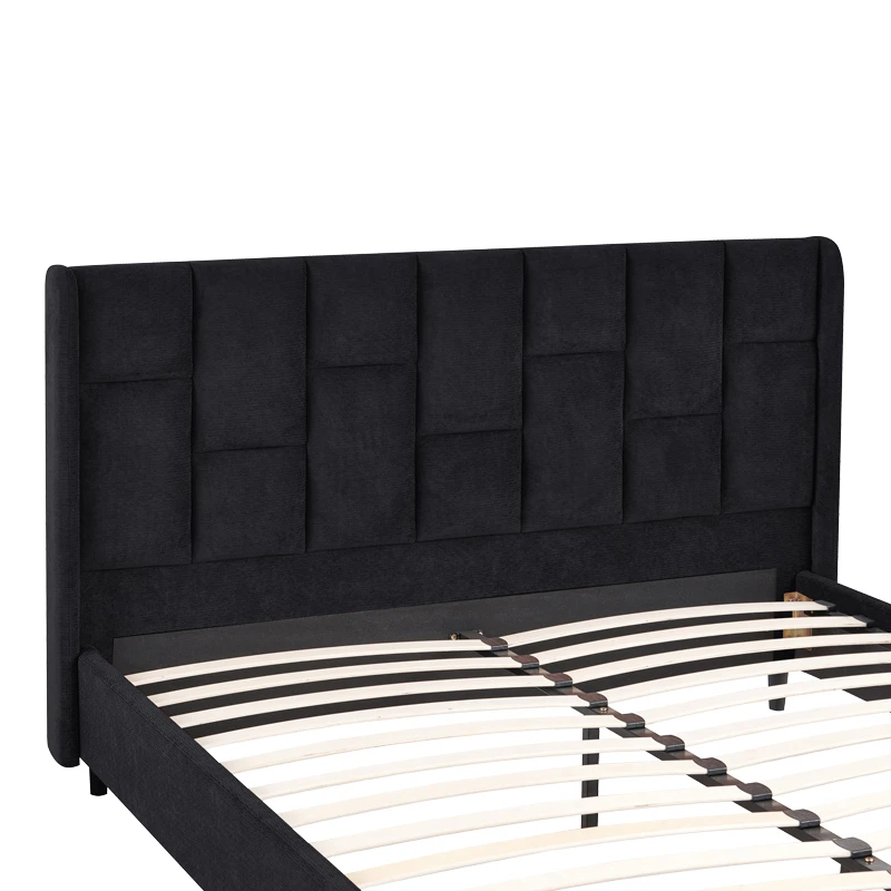 Double bed Sensa pakoworld black fabric 160x200cm