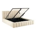 Double bed Vilou pakoworld with storage space ecru fabric 160x200cm