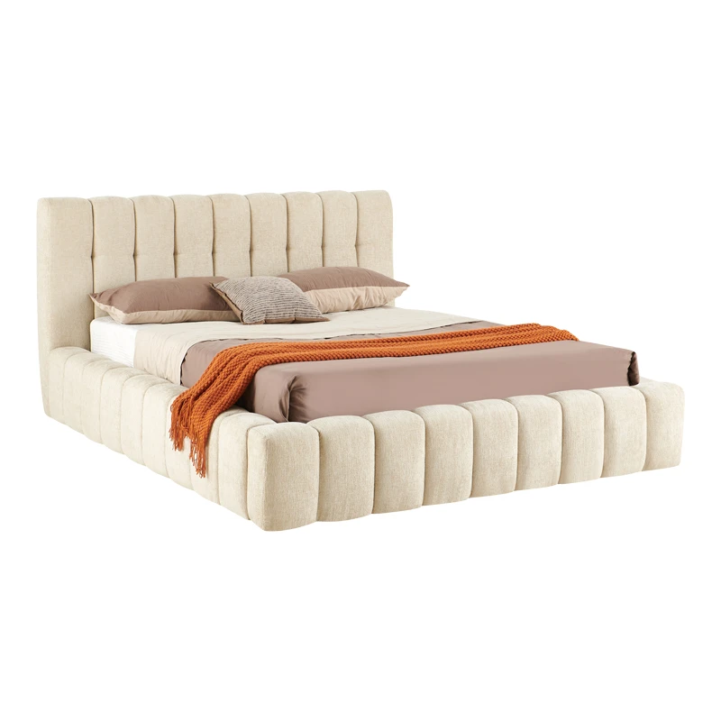 Double bed Vilou pakoworld with storage space ecru fabric 160x200cm