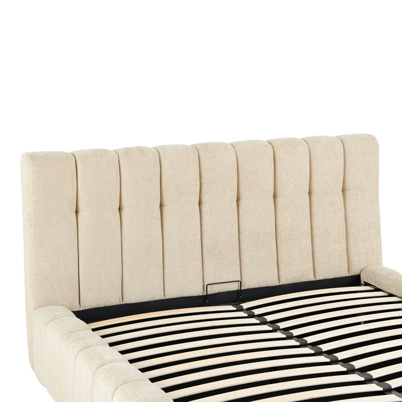 Double bed Vilou pakoworld with storage space ecru fabric 160x200cm