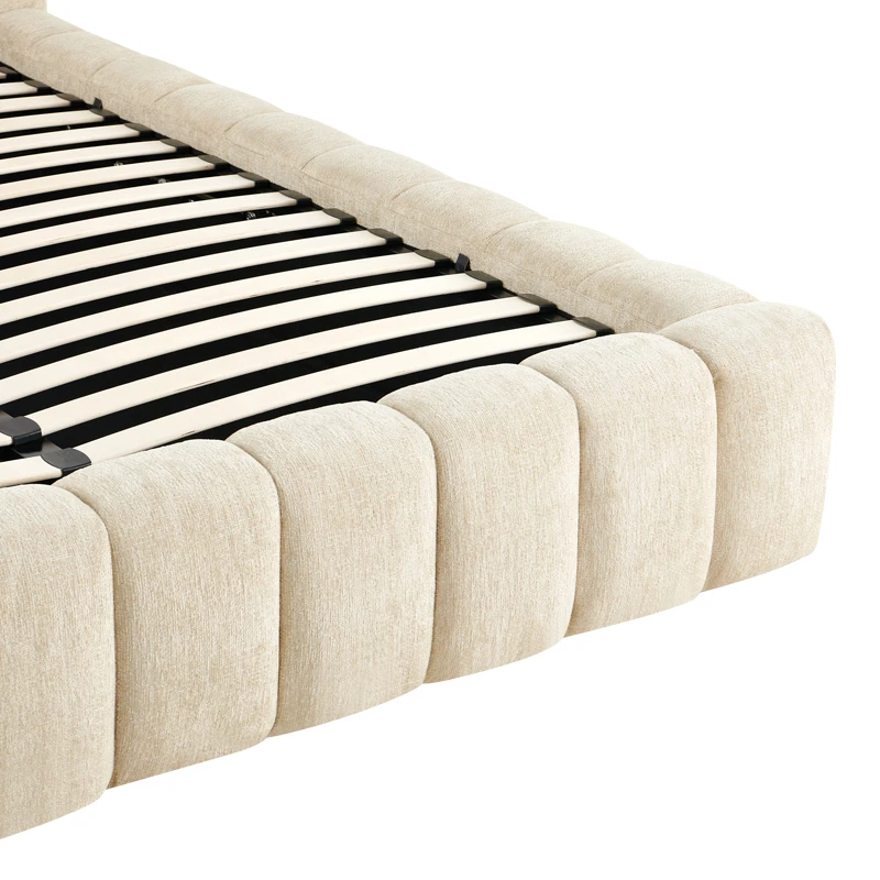 Double bed Vilou pakoworld with storage space ecru fabric 160x200cm