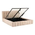 Double bed Vilou pakoworld with storage space beige fabric 160x200cm