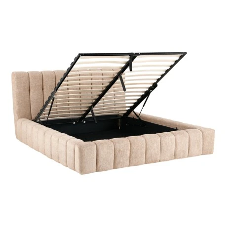 Double bed Vilou pakoworld with storage space beige fabric 160x200cm