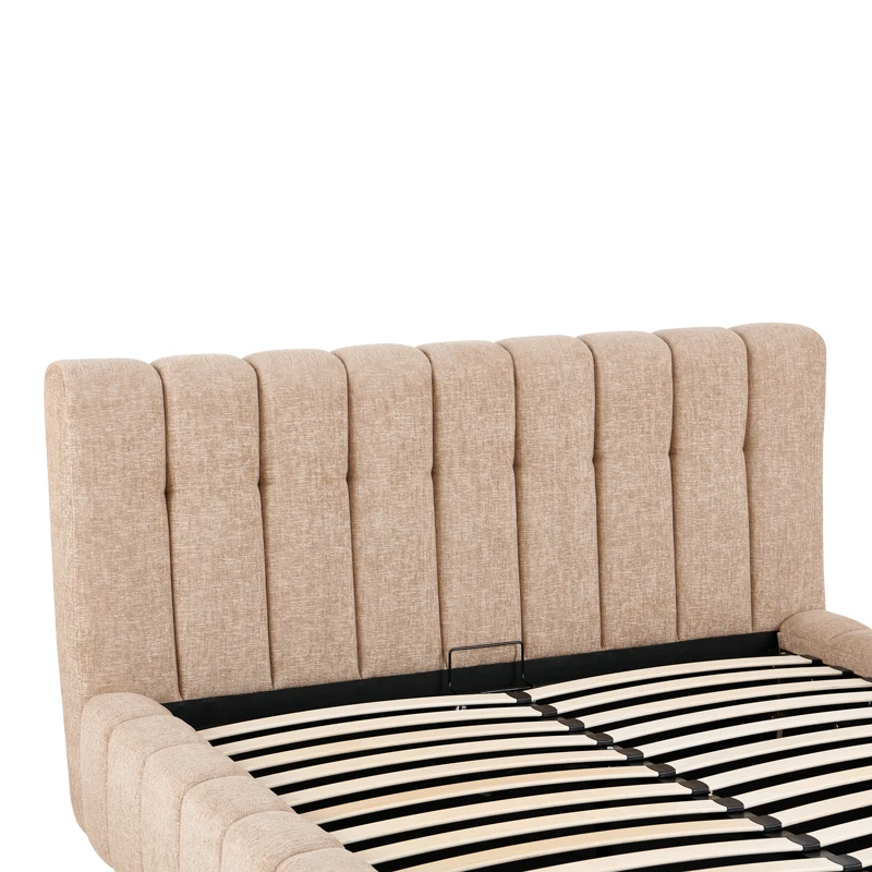 Double bed Vilou pakoworld with storage space beige fabric 160x200cm