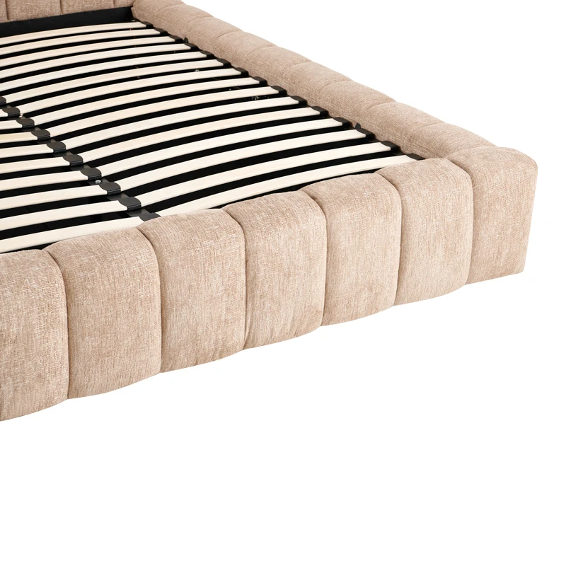 Double bed Vilou pakoworld with storage space beige fabric 160x200cm