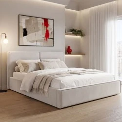 Double bed Zento pakoworld gray beige fabric 160x200cm