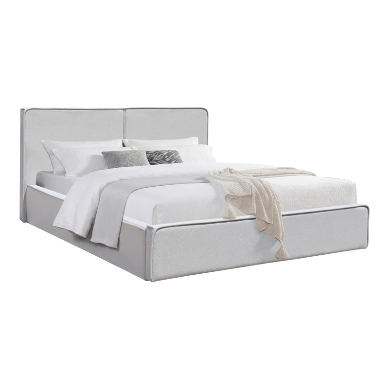 Double bed Zento pakoworld gray beige fabric 160x200cm