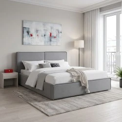 Double bed Zento pakoworld grey fabric 160x200cm
