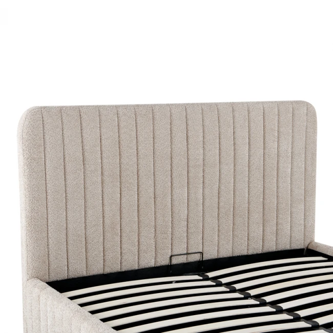 Κρεβάτι διπλό Zilin pakoworld ύφασμα μπουκλε μπεζ με αποθηκευτικό χώρο 160x200εκ