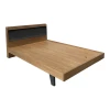 Κρεβάτι Frankly pakoworld mdf-pu σε καρυδί-μαύρο απόχρωση 150x200εκ