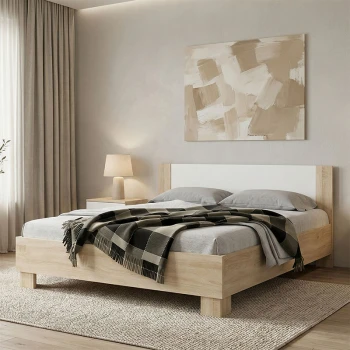 Double Bed Geneva pakoworld color natural-white 160x200cm