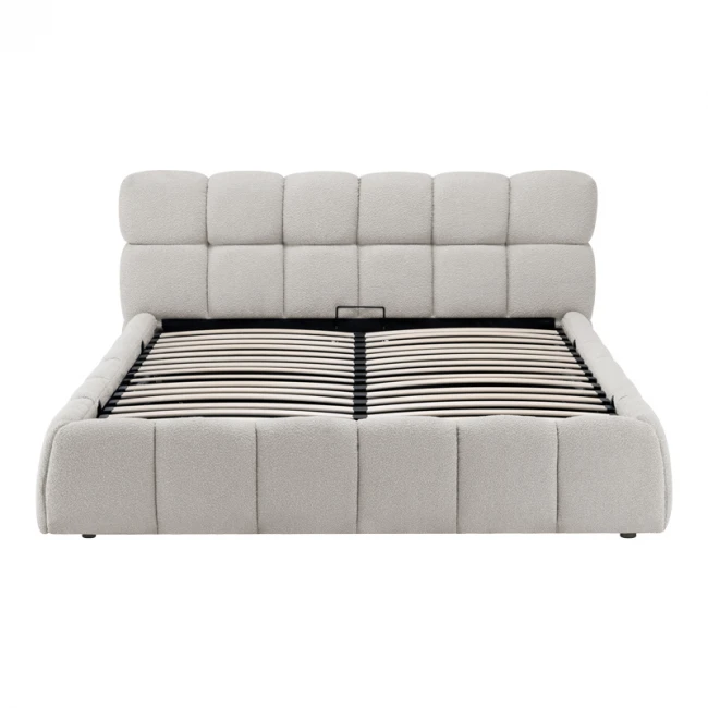 Κρεβάτι Jeby pakoworld ύφασμα σε κρεμ απόχρωση με αποθηκευτικό χώρο 160x200εκ