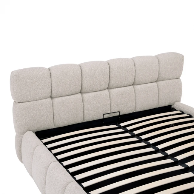 Κρεβάτι Jeby pakoworld ύφασμα σε κρεμ απόχρωση με αποθηκευτικό χώρο 160x200εκ