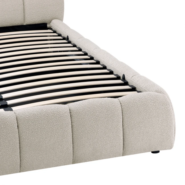 Κρεβάτι Jeby pakoworld ύφασμα σε κρεμ απόχρωση με αποθηκευτικό χώρο 160x200εκ