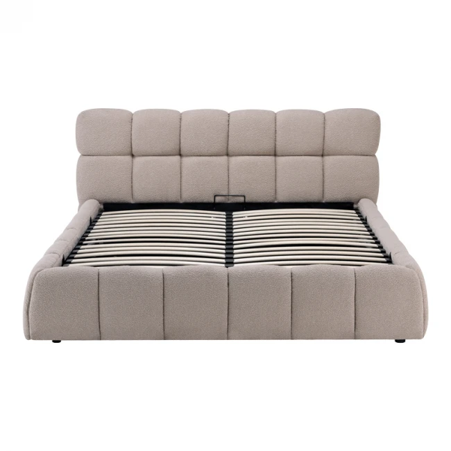 Κρεβάτι Jeby pakoworld ύφασμα σε μπεζ απόχρωση με αποθηκευτικό χώρο 160x200εκ