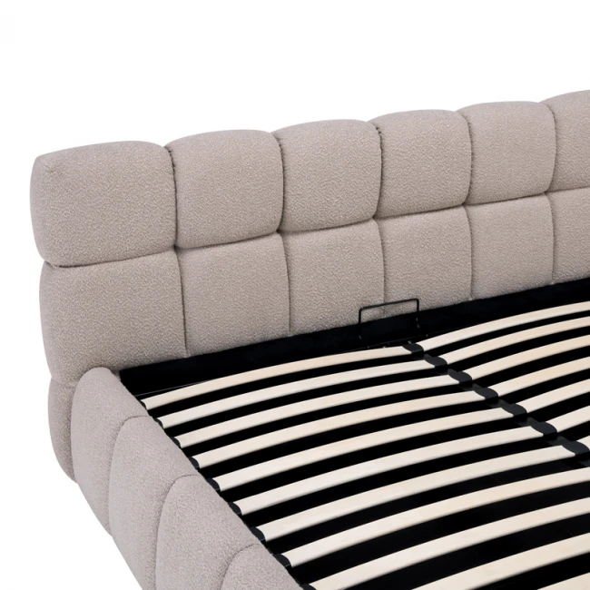 Κρεβάτι Jeby pakoworld ύφασμα σε μπεζ απόχρωση με αποθηκευτικό χώρο 160x200εκ