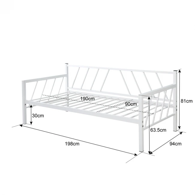 Κρεβάτι-Καναπές Remmie pakoworld μέταλλο λευκό 90x190εκ