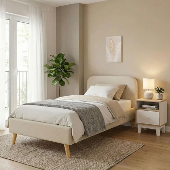 LumiLux pakoworld bed beige fabric, 100x200cm