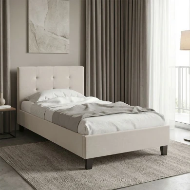 Κρεβάτι Mago pakoworld ύφασμα εκρού 100x200εκ