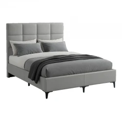 Κρεβάτι Melei pakoworld ύφασμα σε γκρι απόχρωση 160x200εκ