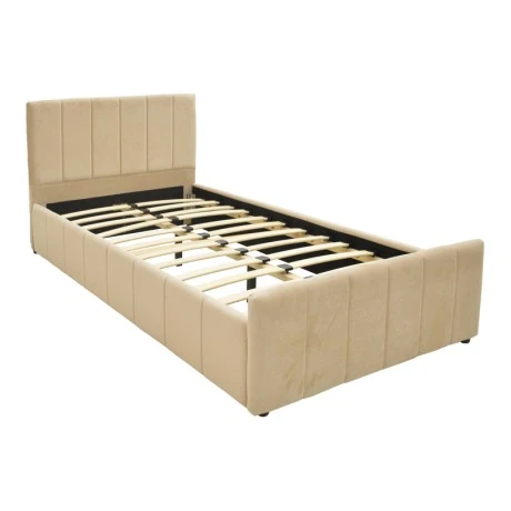 Single bed Doulia pakoworld beige velvet 100x200cm